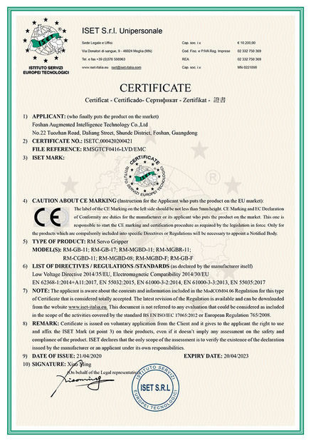 Trung Quốc Foshan Augmented Intelligence Technology Co., Ltd Chứng chỉ