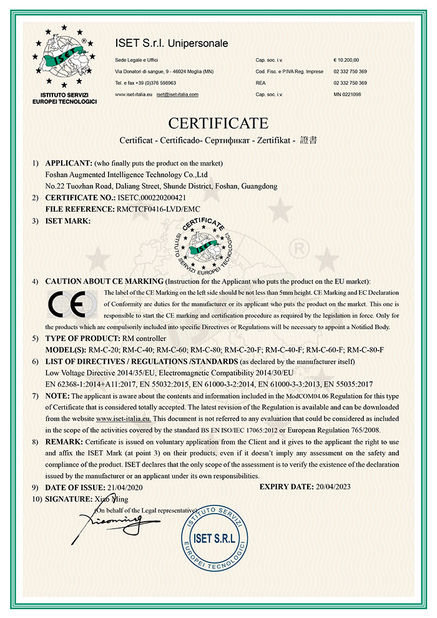 Trung Quốc Foshan Augmented Intelligence Technology Co., Ltd Chứng chỉ